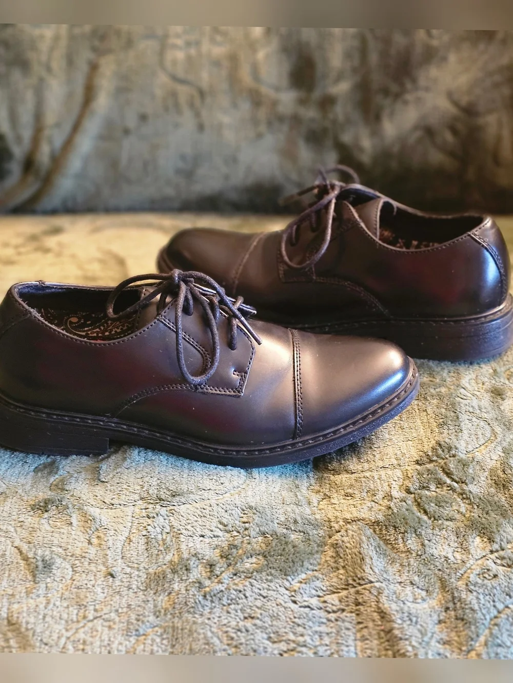 Boy's Black Lace Up Bruno Marc Size 3 Dress Shoes